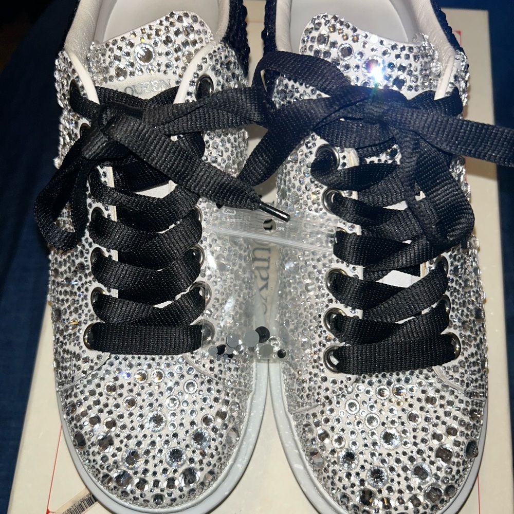 Alexander McQueen Black and White Crystal Sneakers